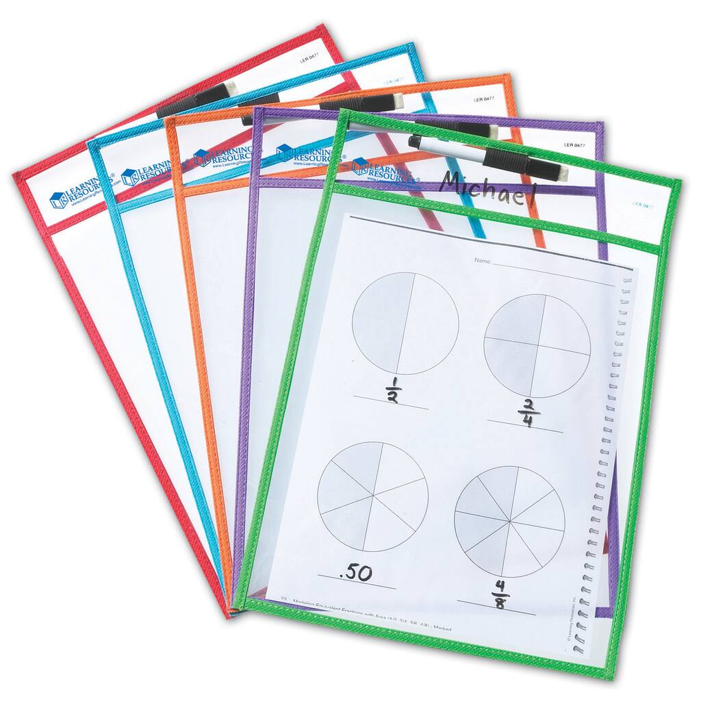 A4 Wipe Clean Pockets Drawing Writing Colouring Dry-Erase Save-Paper New Q5T5 